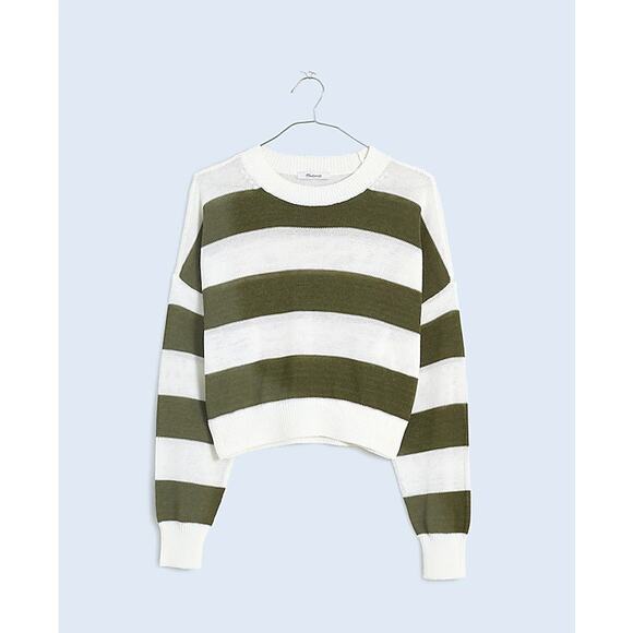 Madewell Loose Knit Crewneck Lightweight Sweater Bright Ivory Green XS NWT - Picture 4 of 5